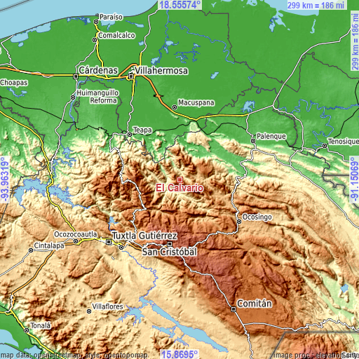 Topographic map of El Calvario