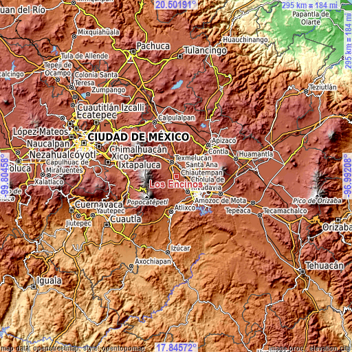 Topographic map of Los Encinos