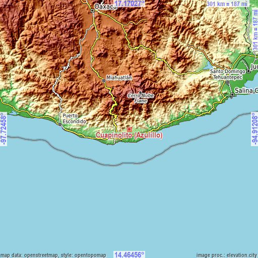 Topographic map of Cuapinolito (Azulillo)