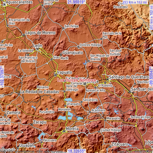 Topographic map of Los Dulces Nombres