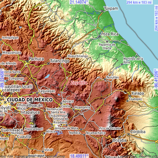 Topographic map of Zoyatitla