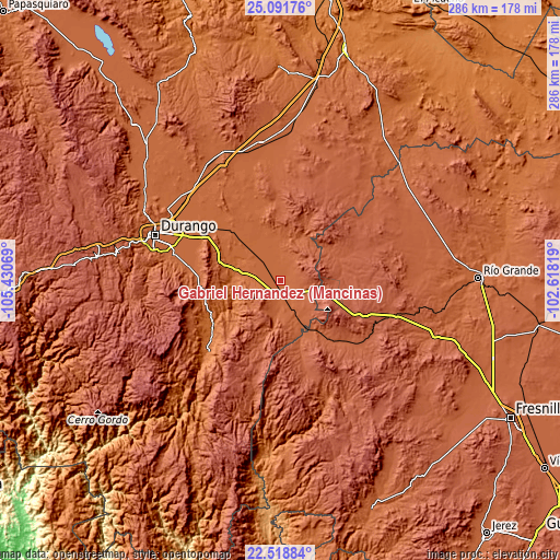Topographic map of Gabriel Hernández (Mancinas)