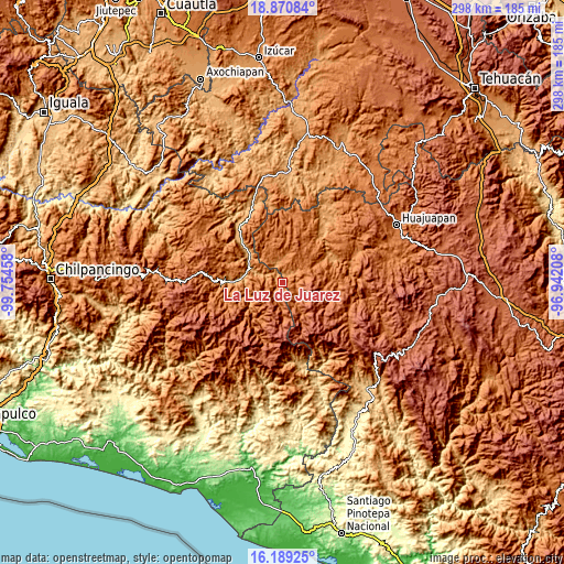 Topographic map of La Luz de Juárez