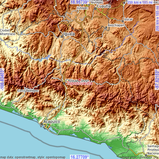 Topographic map of Tepozcuautla