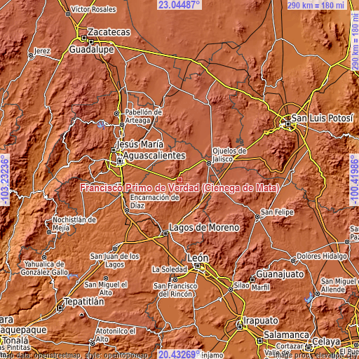 Topographic map of Francisco Primo de Verdad (Ciénega de Mata)