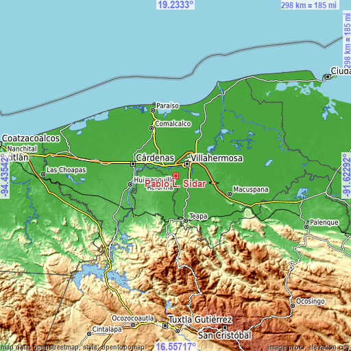 Topographic map of Pablo L. Sidar