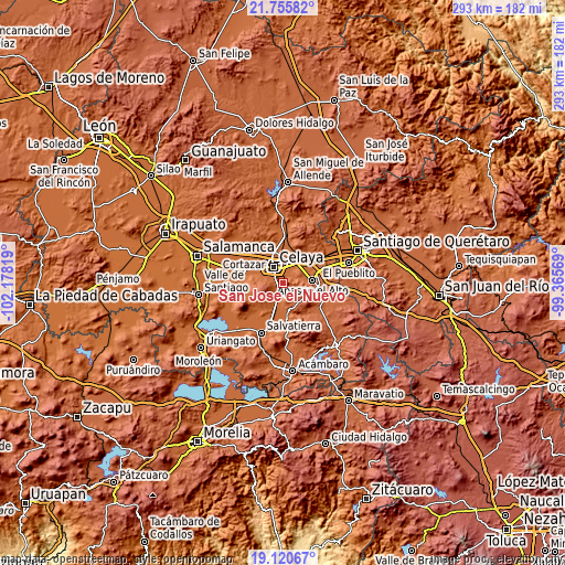 Topographic map of San José el Nuevo