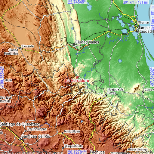 Topographic map of La Herradura