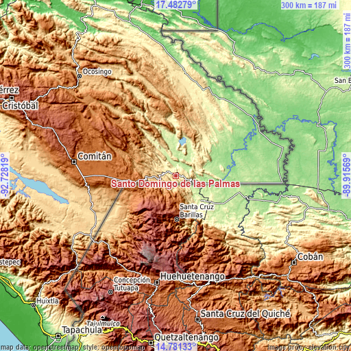 Topographic map of Santo Domingo de las Palmas