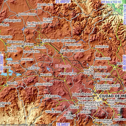 Topographic map of El Mogote