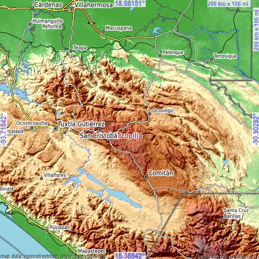 Topographic map of Tzopilja