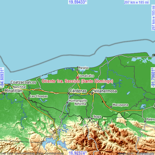Topographic map of Oriente 1ra. Sección (Santo Domingo)