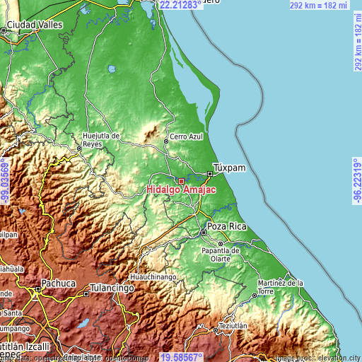 Topographic map of Hidalgo Amajac