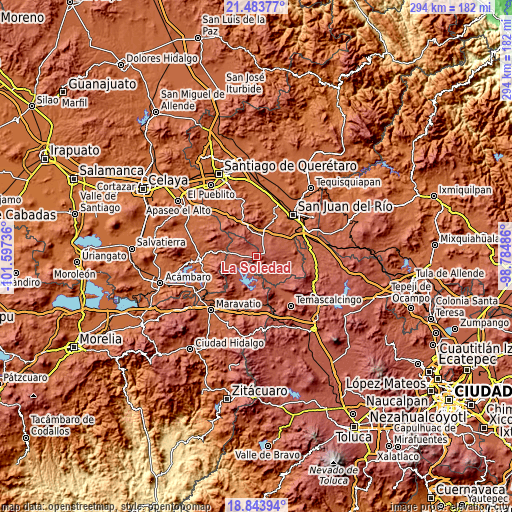 Topographic map of La Soledad