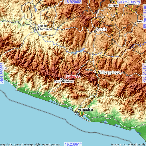 Topographic map of Izotepec