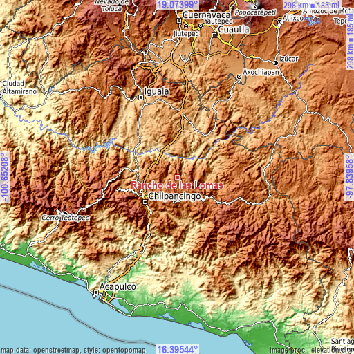 Topographic map of Rancho de las Lomas