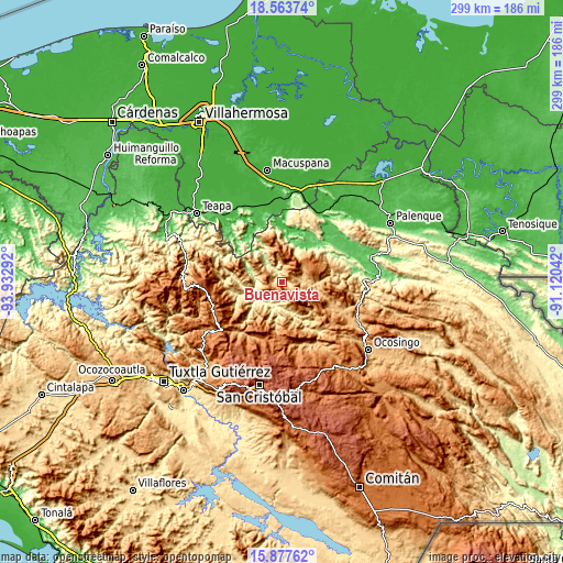 Topographic map of Buenavista