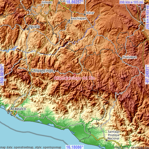 Topographic map of Atlamajalcingo del Río