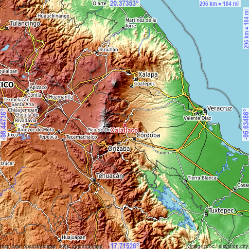 Topographic map of Xalatlaco