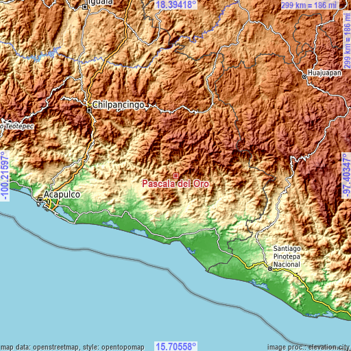 Topographic map of Pascala del Oro