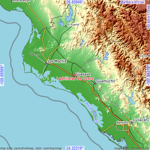 Topographic map of Ladrilleras de Ocoro