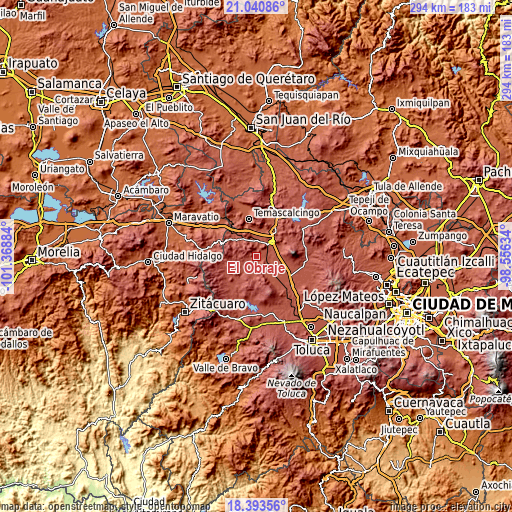 Topographic map of El Obraje