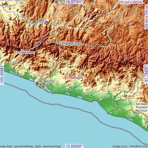 Topographic map of El Refugio