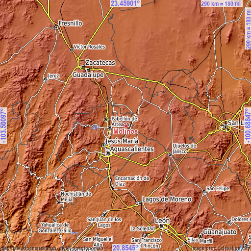 Topographic map of Molinos