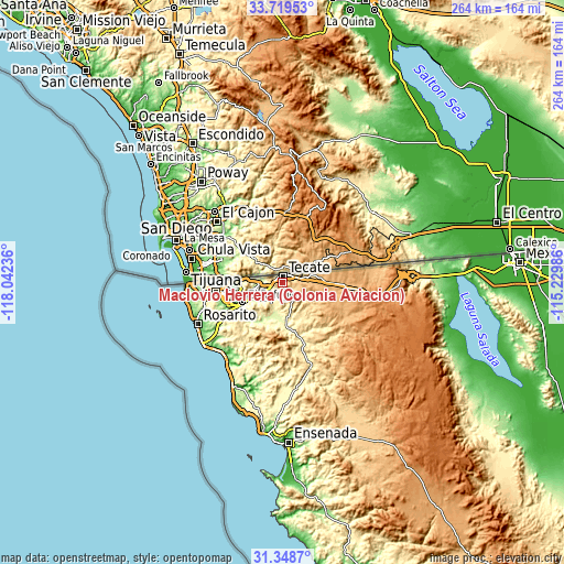 Topographic map of Maclovio Herrera (Colonia Aviación)