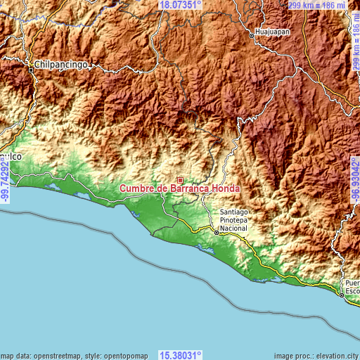 Topographic map of Cumbre de Barranca Honda