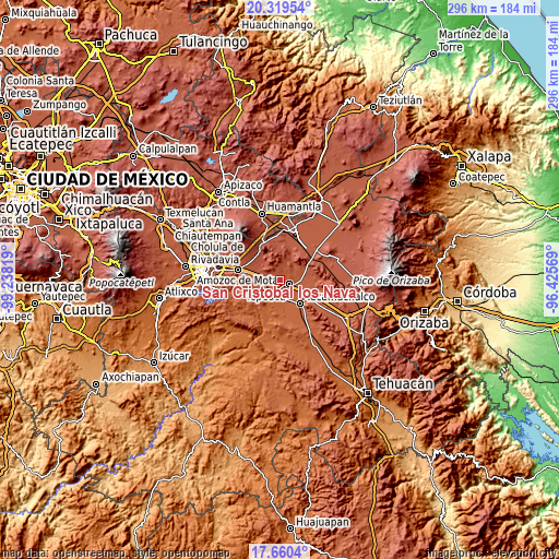 Topographic map of San Cristóbal los Nava