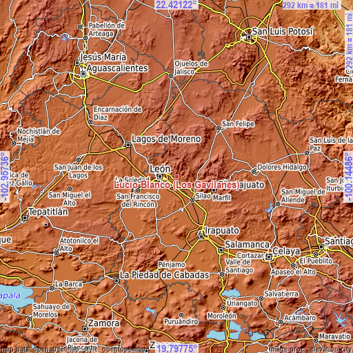 Topographic map of Lucio Blanco (Los Gavilanes)