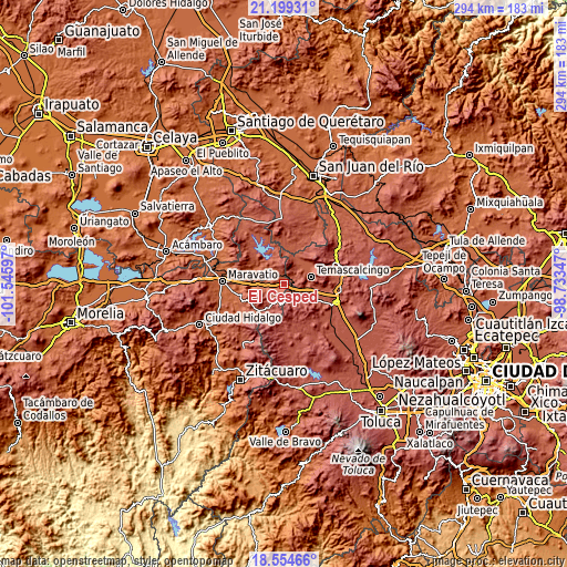 Topographic map of El Césped