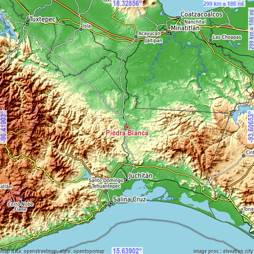 Topographic map of Piedra Blanca