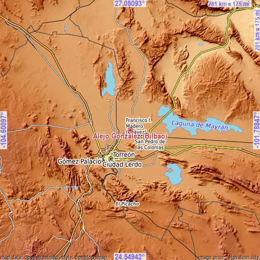 Topographic map of Alejo González (Bilbao)