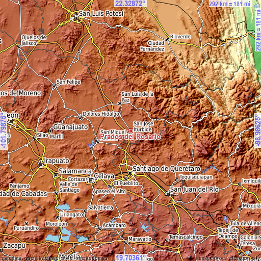 Topographic map of Prados del Rosario