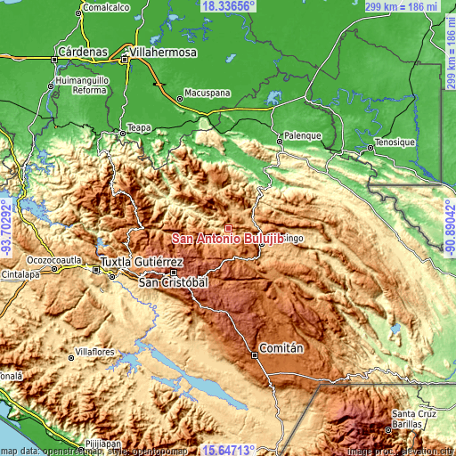 Topographic map of San Antonio Bulujib