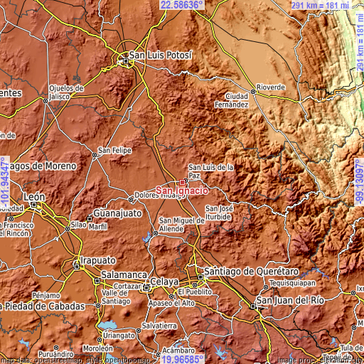 Topographic map of San Ignacio