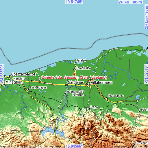 Topographic map of Oriente 2da. Sección (San Cayetano)