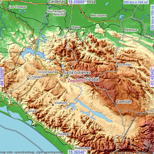 Topographic map of Zequentic