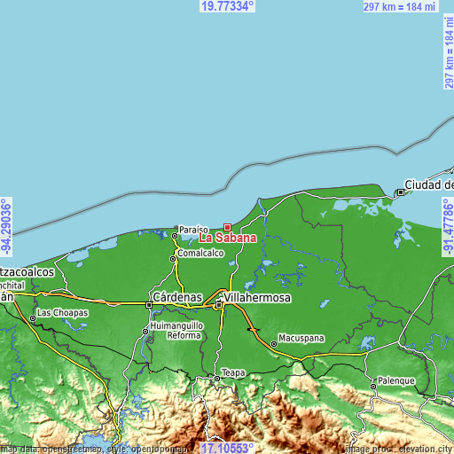 Topographic map of La Sábana