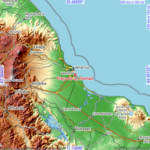 Topographic map of Playa de la Libertad