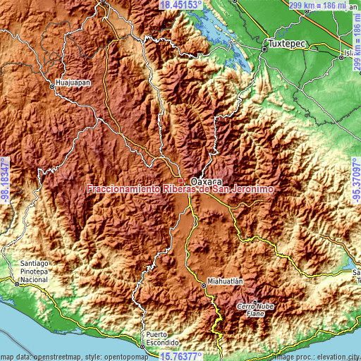 Topographic map of Fraccionamiento Riberas de San Jerónimo