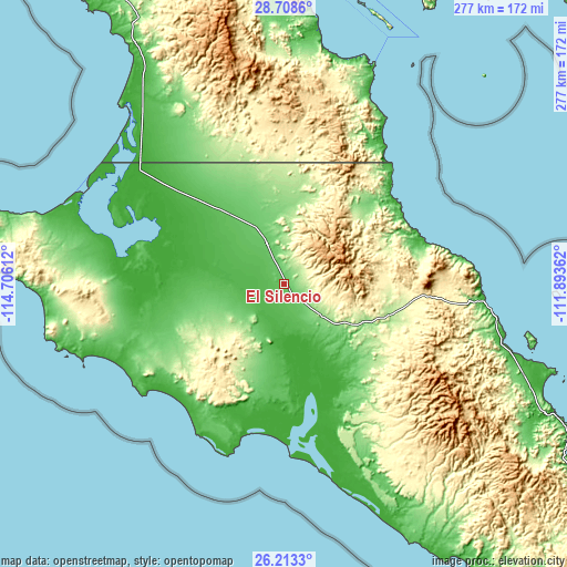 Topographic map of El Silencio