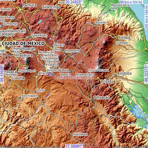 Topographic map of Lomas de Santa Cruz