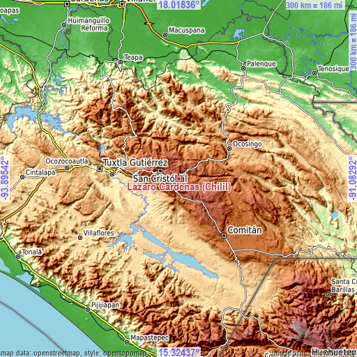 Topographic map of Lázaro Cárdenas (Chilil)