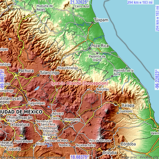 Topographic map of Ignacio Allende (Concepción)