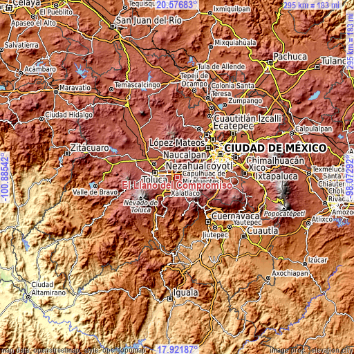 Topographic map of El Llano del Compromiso