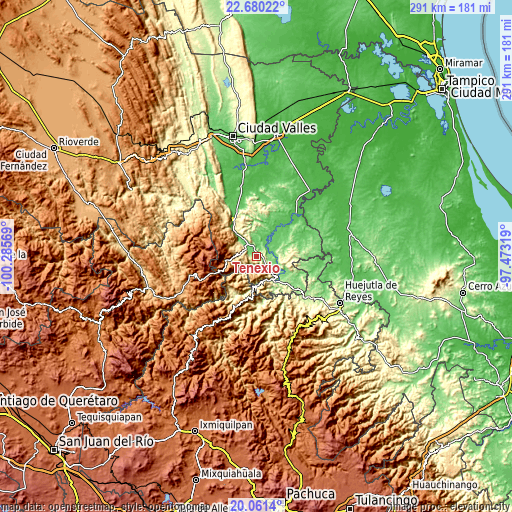 Topographic map of Tenexio