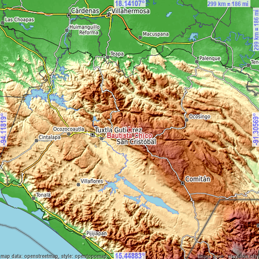 Topographic map of Bautista Chico